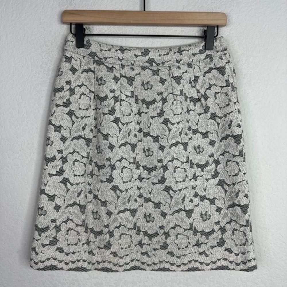 Natural Beauty Basic‎ Skirt Women 38 Grey Japan Floral Lace Knee-Length Romantic